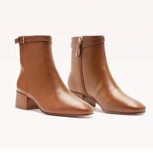 Alexandre Birman Candance Leather Buckle Ankle Booties 37.5